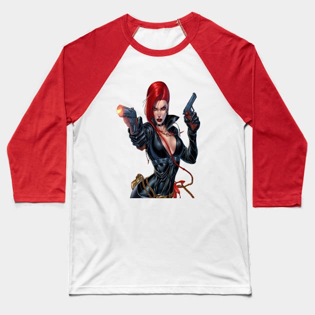 Scarlet Vengeance Baseball T-Shirt by TooplesArt